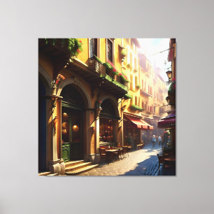 Elegant Italian Street Three Canvas Print