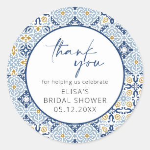 Elegant Italian Tile Bridal Shower Sticker