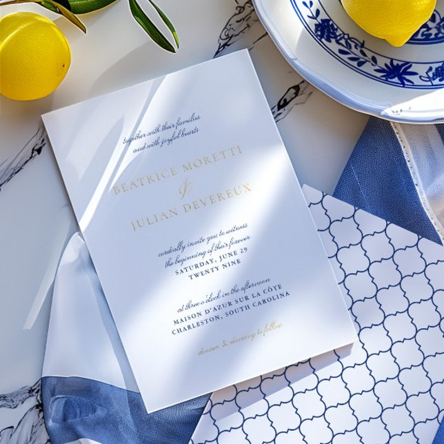 Elegant Italian Tiles Blue & Gold Wedding (Elegant Italian Tiles Blue & Gold Wedding Foil Invitation)