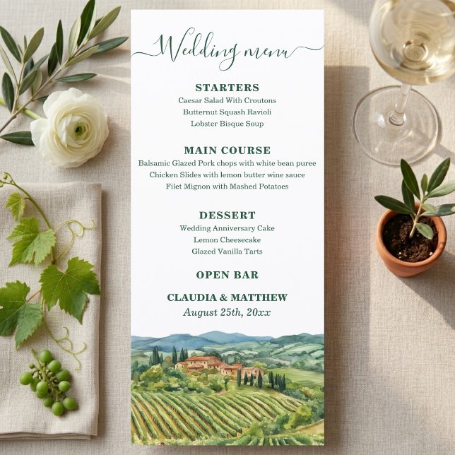 Elegant Italian Vineyard Wedding Menu (Creator Uploaded)
