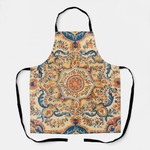 Elegant Italian Vintage Baroque Blue Orange Apron