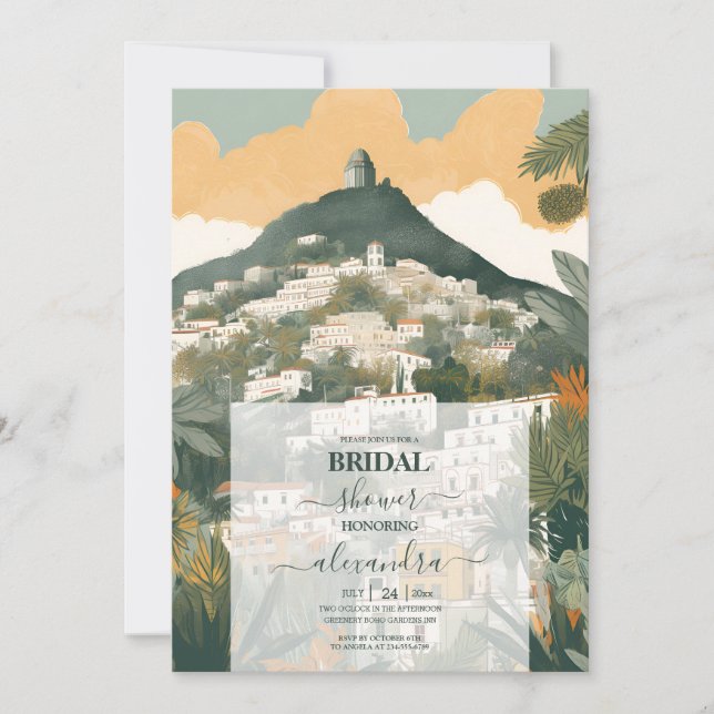 Elegant Italy Capri Destination Bridal Shower Invitation (Front)