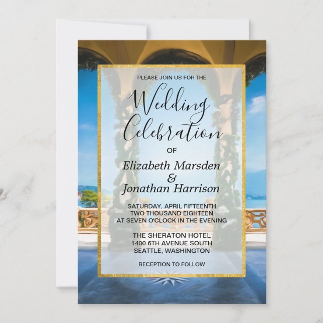 Elegant Italy Destination Wedding Arches Invitation (Front)