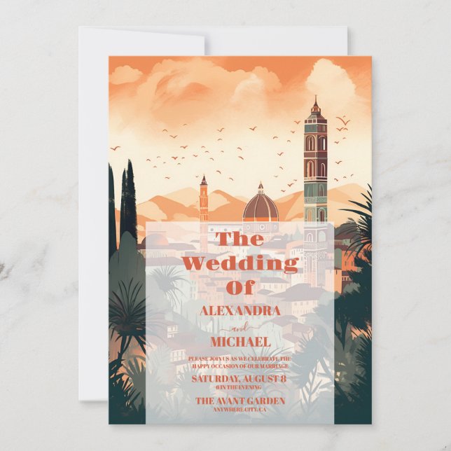 Elegant Italy Florence Destination Wedding Invitation (Front)