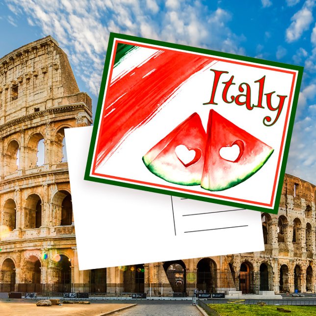 Elegant Italy Watercolor Melon Travel Holiday Postcard (Creator Uploaded)