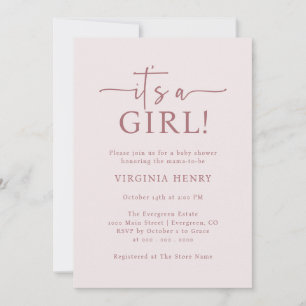Elegant It's A Girl Baby Shower Invitation