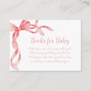 Elegant It's a Girl Pink Bow Books for Baby Enclosure Card