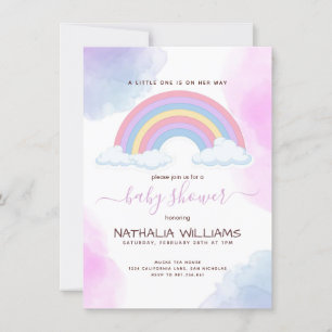 Elegant Its A Girl Watercolor Rainbow Baby Shower Invitation