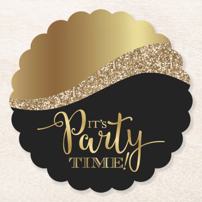 Elegant It's Party Time  Paper Coaster (Front)