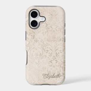 Elegant Ivory and Beige Vintage Damask Design