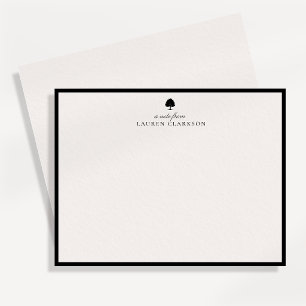 Elegant Ivory and Black Oak Stationery Note Card