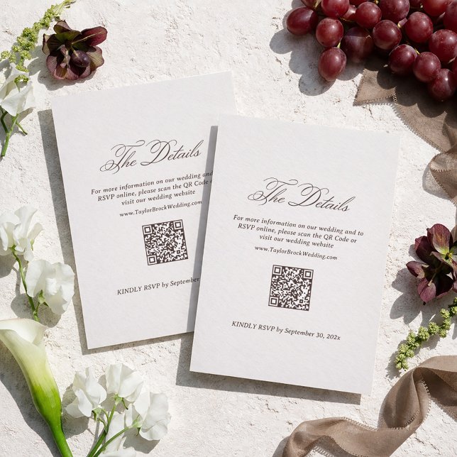 Elegant Ivory and Brown Wedding Details Enclosure Card (Creator Uploaded)