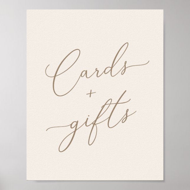 Elegant Ivory and Gold Calligraphy Cards and Gifts Poster (Front)