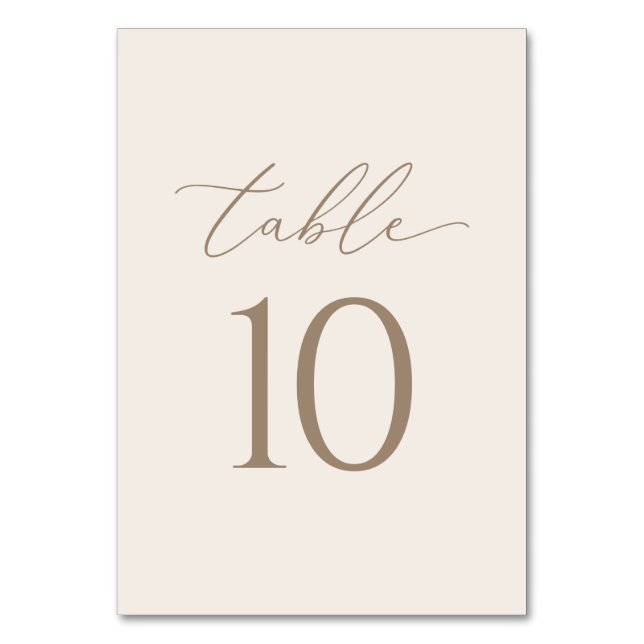 Elegant Ivory and Gold Calligraphy Wedding Table Number (Front)
