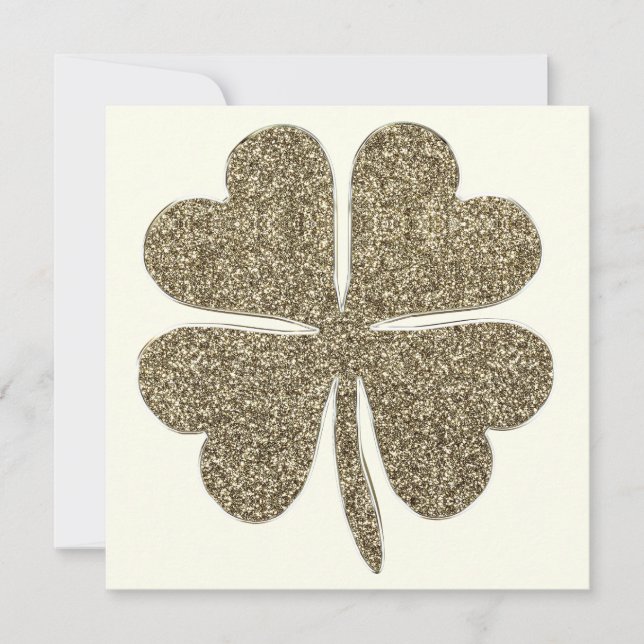 Elegant Ivory and Gold Look Four Leaf Clover (Front)