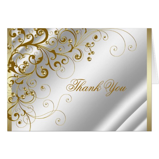 Elegant Ivory and Gold Thank You Card Zazzle.co.uk