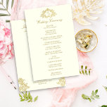 Elegant ivory and gold vintage wedding program<br><div class="desc">Elegant gold and ivory vintage antique ornate frame wedding program card. Baroque vintage book cover style ornamental design gold  and ivory wedding program ,   PLEASE NOTE there are initials to fill in</div>