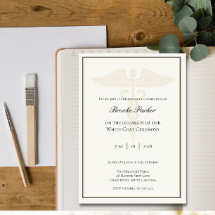 Elegant Ivory and Gold White Coat Ceremony Dinner Invitation