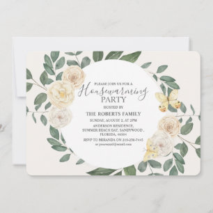 Elegant Ivory and Green Housewarming Party Invitation