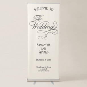 Elegant Ivory and Grey Wedding Retractable Banner
