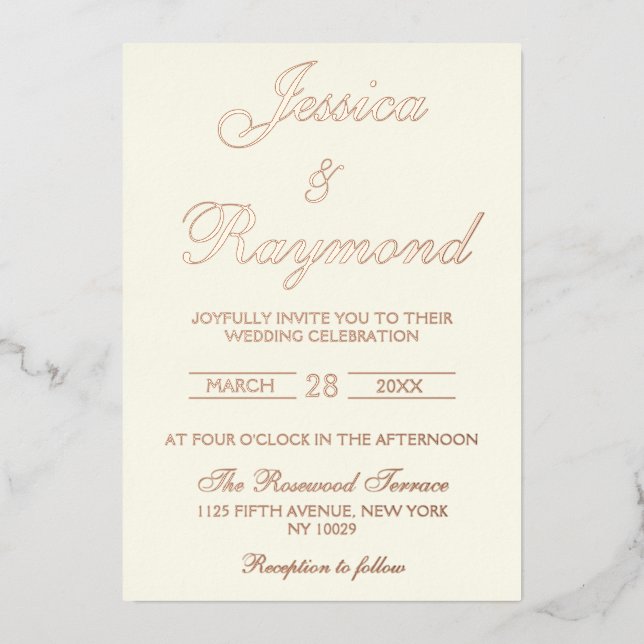 Elegant Ivory and Rose Gold Foil Wedding (Front)