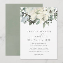 Elegant Ivory and Sage Floral Greenery Wedding