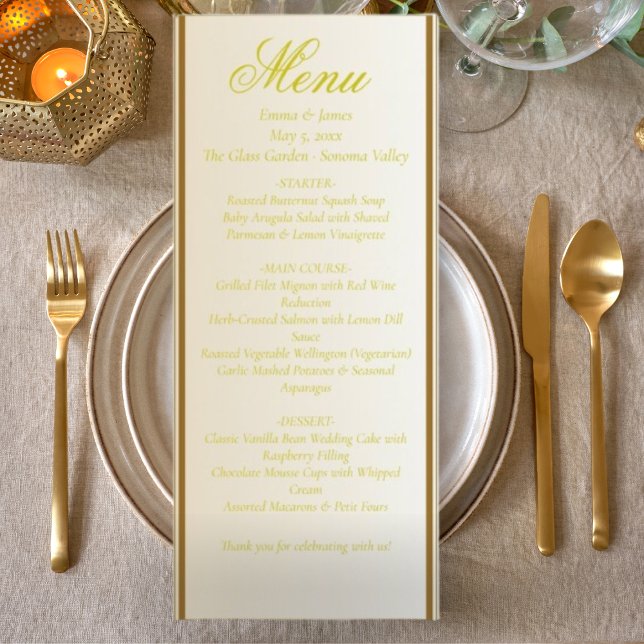 Elegant Ivory and Yellow Wedding Menu (Creator Uploaded)