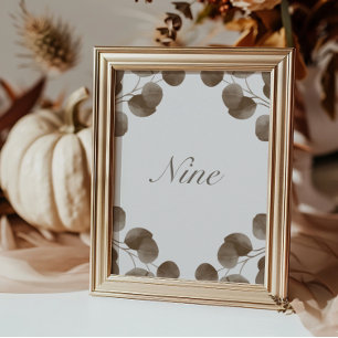Elegant Ivory & Ash Fall Botanical Table Numbers
