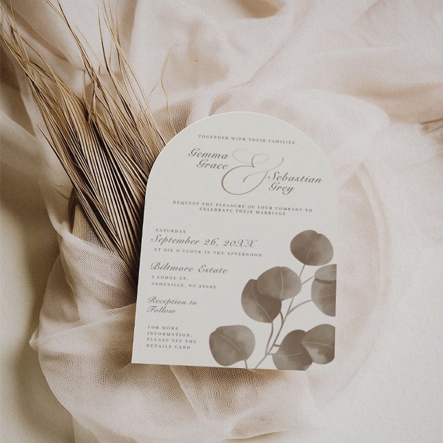 Elegant Ivory & Ash Fall Botanical Wedding Arch Invitation (Creator Uploaded)