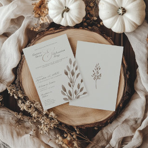 Elegant Ivory & Ash Fall Botanical Wedding Invitation