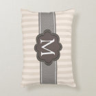 Elegant Ivory Beige Stripes Brown Custom Monogram