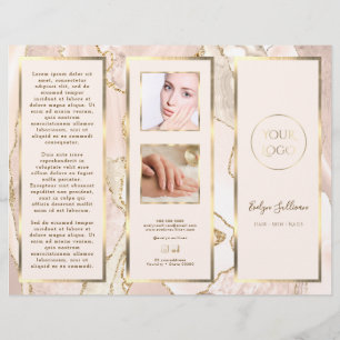 Elegant Ivory Blush and Gold Agate Brochure