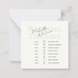 Elegant Ivory Bold Script Wedding Timeline Program Card