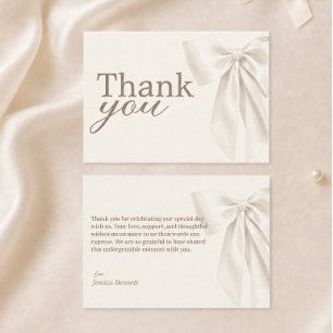 Elegant Ivory Bow Bridal Shower Thank You Card