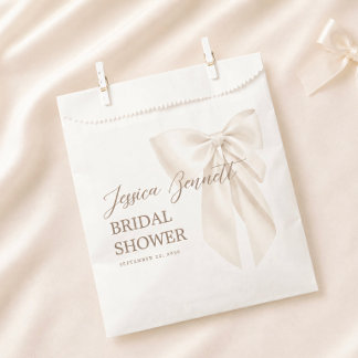 Elegant Ivory Bow Romantic Bridal Shower Neutral Favour Bags