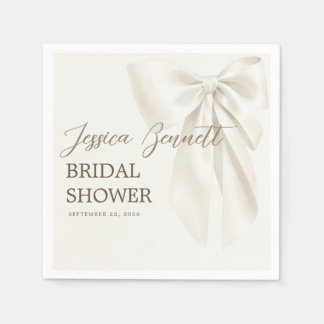 Elegant Ivory Bow Romantic Bridal Shower Pattern Napkin