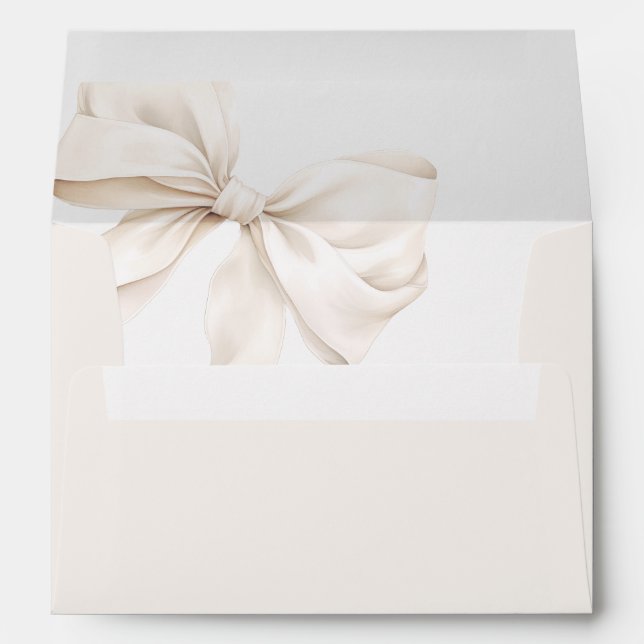 Elegant Ivory Bow Wedding Envelope (Back (Bottom))