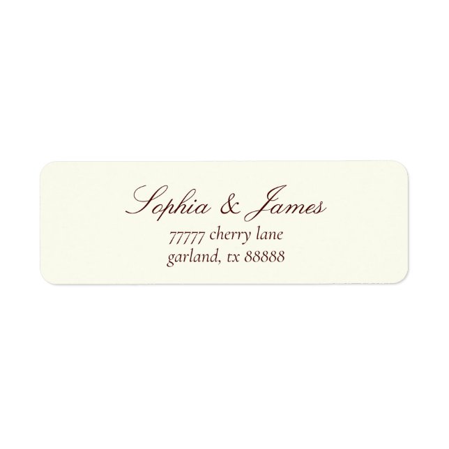 Elegant Ivory Burgundy Wedding Return Address (Front)