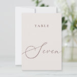 Elegant Ivory Calligraphy Table Seven Table Number<br><div class="desc">Help your guests find their way with these double sided table number cards. The neutral design features a minimalist card decorated with romantic and elegant typography. Designed to coordinate with for the «ETHEREAL» Wedding Invitation Collection. Other table numbers in the collection are sold separately. View the collection link on this...</div>