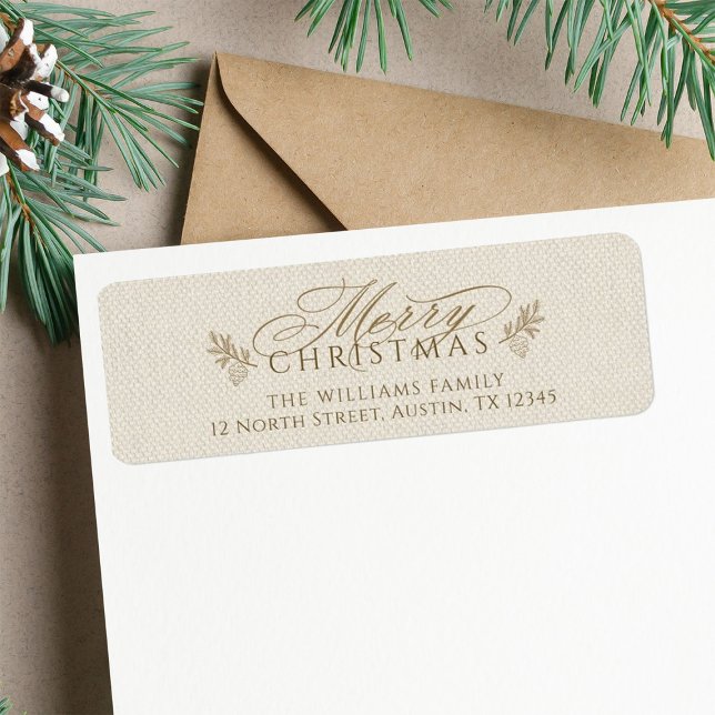 Elegant Ivory Canvas Christmas Return Address (Creator Uploaded)