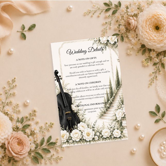 Elegant Ivory Cello Romance Wedding  Enclosure Card (Creator Uploaded)