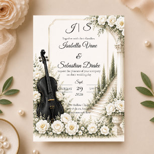 Elegant Ivory Cello Romance Wedding Invitation
