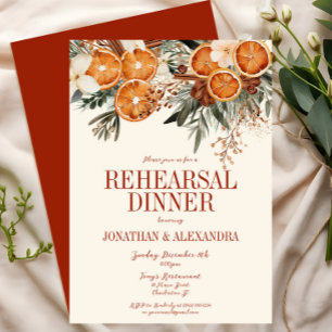 Elegant Ivory Citrus Floral Rehearsal Dinner Invitation