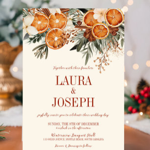 Elegant Ivory Citrus Floral Wedding Invitation
