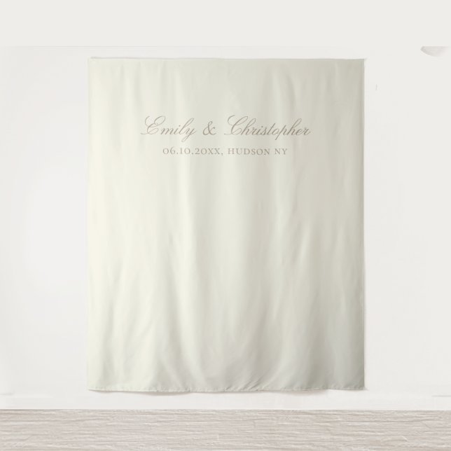 Elegant Ivory Classic Wedding Backdrop Tapestry (Front)