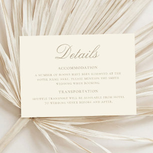 Elegant Ivory Classic Wedding Details Enclosure Card