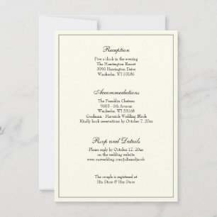Elegant Ivory Classic Wedding Reception Invitation