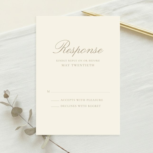 Elegant Ivory Classic Wedding RSVP Card (Creator Uploaded)