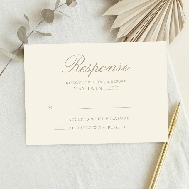 Elegant Ivory Classic Wedding RSVP Card (Creator Uploaded)