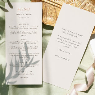 Elegant Ivory Copper Script Double Side Wedding  Menu